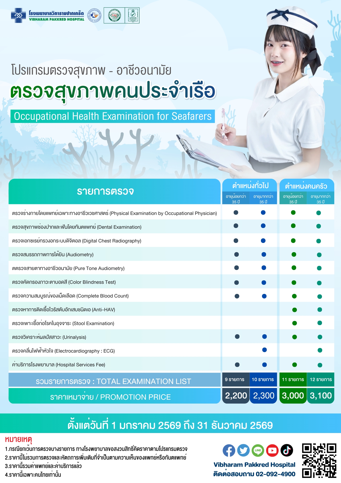 ตรวจสุขภาพคนประจำเรือ ประจำปี 2569 