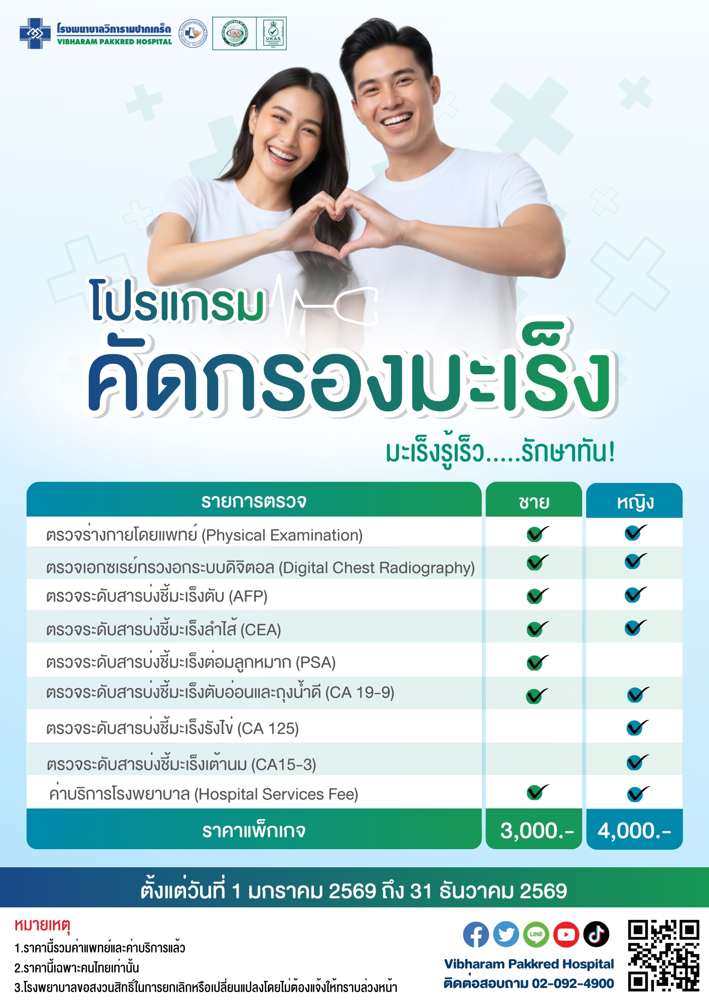 โปรแกรมคัดกรองมะเร็ง ประจำปี 2569