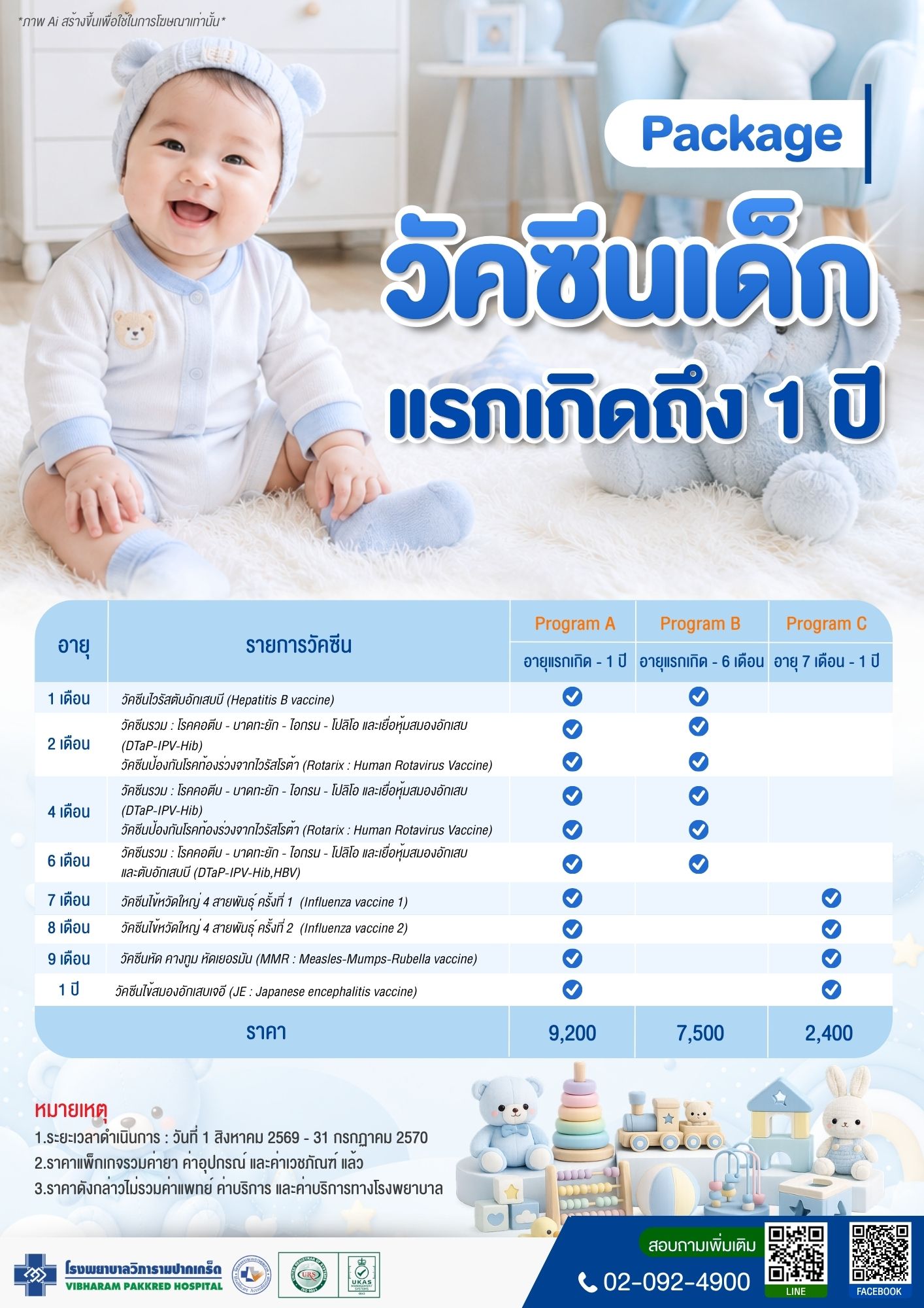 วัคซีนเด็กแรกเกิดถึง 1 ปี ประจำปี 2569 
